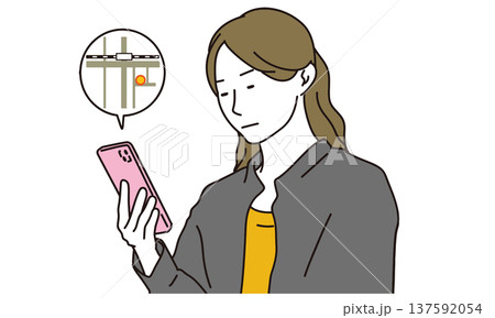 スマホでGPS追跡をする女性のイラスト素材 137592054