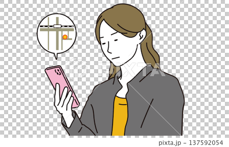 スマホでGPS追跡をする女性のイラスト素材 137592054
