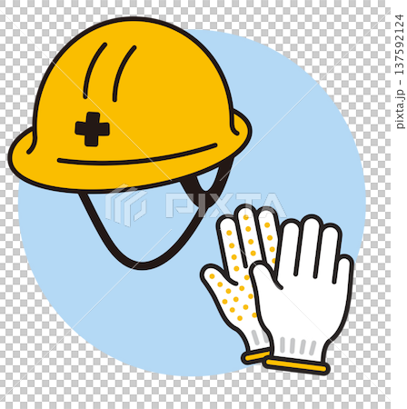 軍手とヘルメットのアイコン。引っ越しや作業、防災に使う手袋。 137592124
