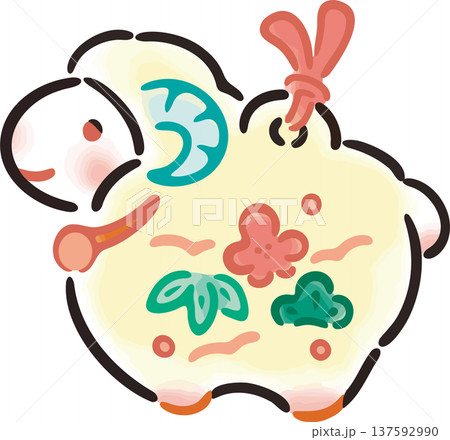 年賀2027 未年の羊の土鈴 水彩 手描きイラスト 和風の縁起物、松竹梅、お正月、年賀、年賀状素材 年賀2027 未年の羊の土鈴 水彩 手描きイラスト 和風の縁起物、松竹梅、お正月、年賀、年賀状素材 137592990