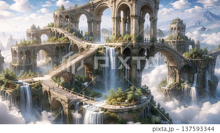 朝日を浴びる天使の階段 137593344