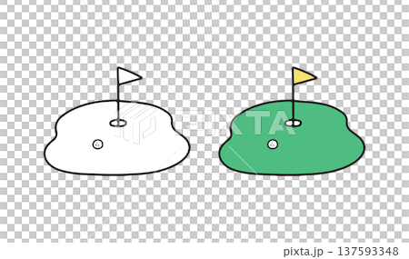 兩張高爾夫球洞插圖 兩張高爾夫球洞插圖 137593348