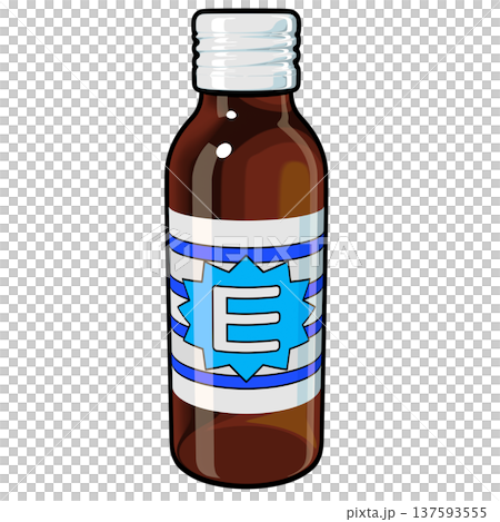 準藥物插圖素材：一瓶能量飲料（1_1）彩色線描圖 137593555