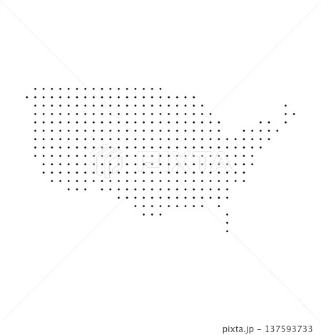 United States of America country dotted map. Black spot pixel illustration isolated on white background. Vector circle mosaic. United States of America country dotted map. Black spot pixel illustration isolated on white background. Vector circle mosaic. 137593733