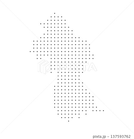 Guyana country dotted map. Black spot pixel illustration isolated on white background. Vector circle mosaic. 137593762