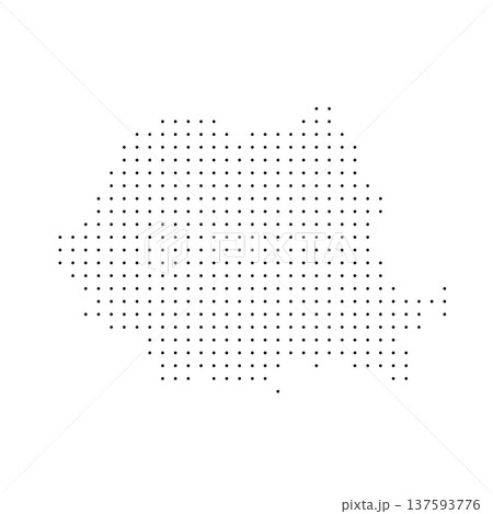 Romania country dotted map. Black spot pixel illustration isolated on white background. Vector circle mosaic. Romania country dotted map. Black spot pixel illustration isolated on white background. Vector circle mosaic. 137593776