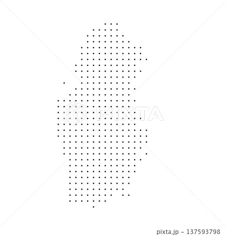 Qatar country dotted map. Black spot pixel illustration isolated on white background. Vector circle mosaic. 137593798