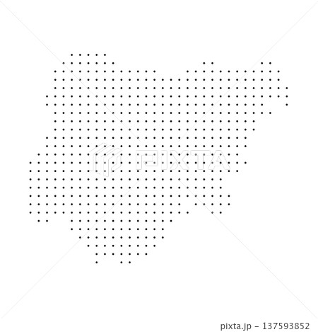 Nigeria country dotted map. Black spot pixel illustration isolated on white background. Vector circle mosaic. 137593852