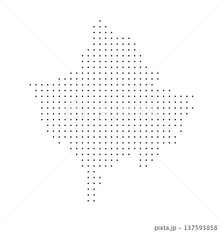 Kosovo country dotted map. Black spot pixel illustration isolated on white background. Vector circle mosaic. Kosovo country dotted map. Black spot pixel illustration isolated on white background. Vector circle mosaic. 137593858