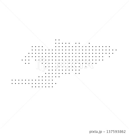 Kyrgyzstan country dotted map. Black spot pixel illustration isolated on white background. Vector circle mosaic. 137593862