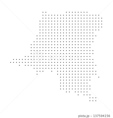 Democratic Republic of the Congo country dotted map. Black spot pixel illustration isolated on white background. Vector circle mosaic. 137594156