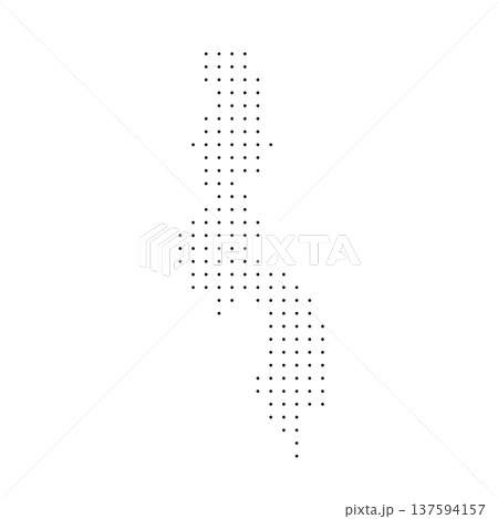 Malawi country dotted map. Black spot pixel illustration isolated on white background. Vector circle mosaic. Malawi country dotted map. Black spot pixel illustration isolated on white background. Vector circle mosaic. 137594157