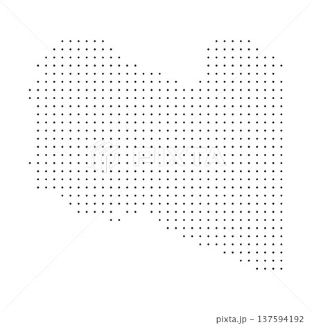 Libya country dotted map. Black spot pixel illustration isolated on white background. Vector circle mosaic. 137594192