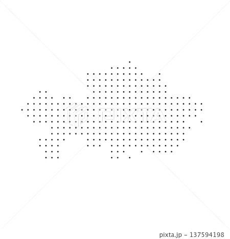 Kazakhstan country dotted map. Black spot pixel illustration isolated on white background. Vector circle mosaic. 137594198
