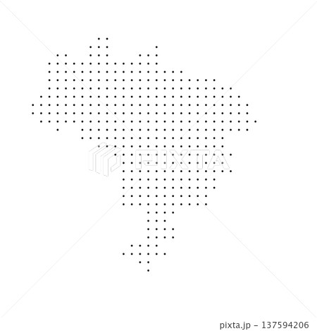 Brazil country dotted map. Black spot pixel illustration isolated on white background. Vector circle mosaic. 137594206