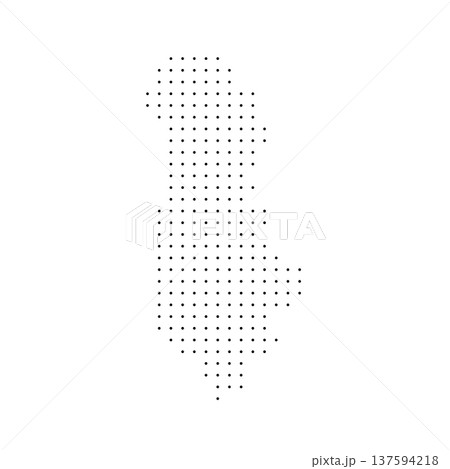Albania country dotted map. Black spot pixel illustration isolated on white background. Vector circle mosaic. Albania country dotted map. Black spot pixel illustration isolated on white background. Vector circle mosaic. 137594218