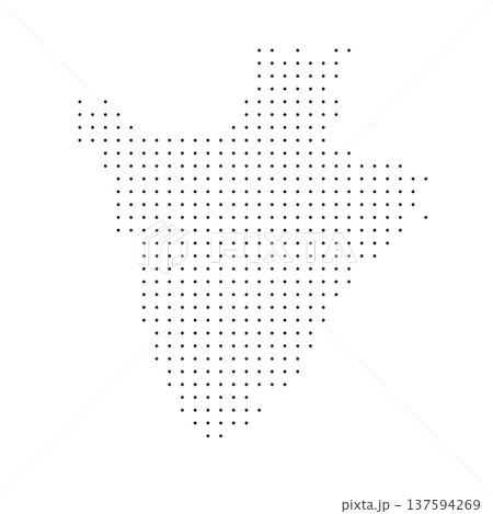 Burundi country dotted map. Black spot pixel illustration isolated on white background. Vector circle mosaic. 137594269
