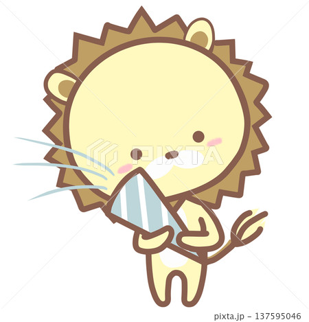 クラッカーを持って立つライオン 137595046