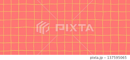 Funky seamless hand drawn square grid pattern. Red repeated doodled checkered background. Sketched thin checker paper texture. Pencil drawn journal sheet notebook template. Vector lined planer page Funky seamless hand drawn square grid pattern. Red repeated doodled checkered background. Sketched thin checker paper texture. Pencil drawn journal sheet notebook template. Vector lined planer page 137595065