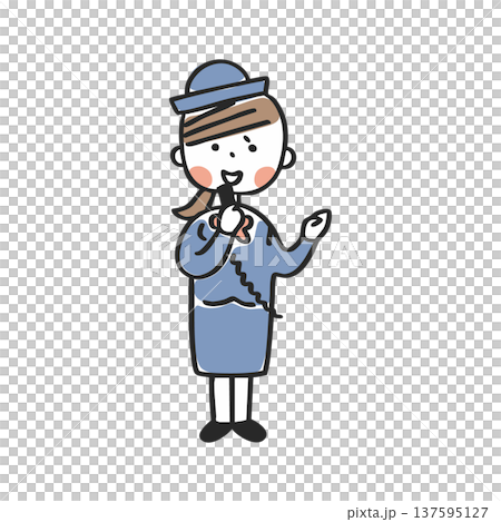 マイクを使って話すバスガイドの女性＿全身 137595127