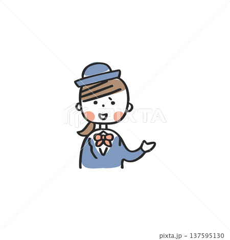 片手で案内するバスガイドの女性 片手で案内するバスガイドの女性 137595130