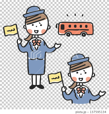 公車導遊女引導乘客上車_全身及上身套裝 137595134