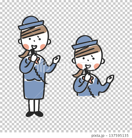 公車導遊女拿著麥克風講話——全身及上半身 公車導遊女拿著麥克風講話——全身及上半身 137595135