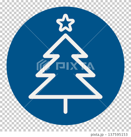 Blue fir tree circle icon Christmas illustration Simple and stylish line art Blue fir tree circle icon Christmas illustration Simple and stylish line art 137595153