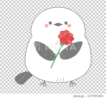 母の日のカーネーションを胸に抱える可愛いシマエナガの手描きイラスト 母の日のカーネーションを胸に抱える可愛いシマエナガの手描きイラスト 137595403