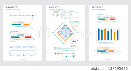 Business elements charts in color. Vector illustration. 137595456