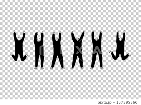 思いっきり手を伸ばして万歳をする人物のゆるい黒の手描きイラストセット 思いっきり手を伸ばして万歳をする人物のゆるい黒の手描きイラストセット 137595560