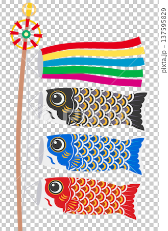 傳統鯉魚飄帶插圖 傳統鯉魚飄帶插圖 137595829