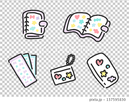 可愛的手繪貼紙書和貼紙套裝，紫色，裝飾性強，可作手機掛繩 137595830