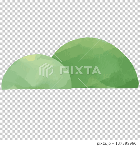 柔和的水彩山巒插畫 | 山脈、丘陵、自然、風景、綠色 137595960