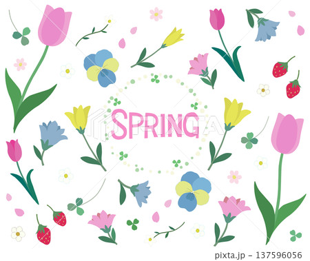 かわいい花のイラスト素材 137596056