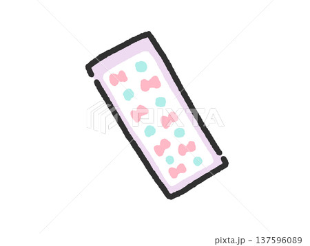 手描きのかわいいパステルカラーのシール　ステッカー　パープル 137596089