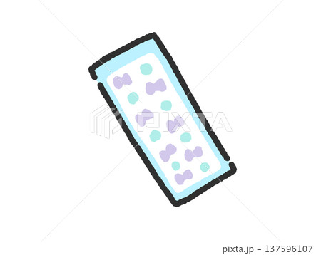 手描きのかわいいパステルカラーのシール 水色 紫 手描きのかわいいパステルカラーのシール 水色 紫 137596107