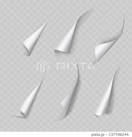 Realistic Curled Page Corner Set. Vector White Paper Peel, Folded Edge and Shadow Mockup Templates. Realistic Curled Page Corner Set. Vector White Paper Peel, Folded Edge and Shadow Mockup Templates. 137596244
