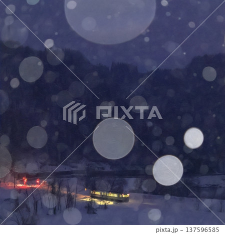 雪降る飯山線 137596585