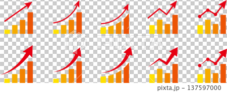 Arrow, graph, growth, rise, business chart icon illustration 137597000