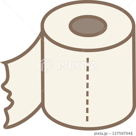 Minimal flat illustration of toilet paper roll isolated png 137597048