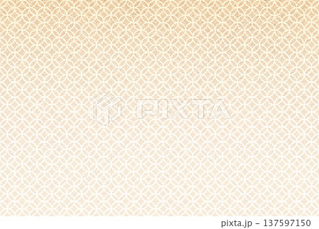 キラキラ輝く繊細な淡い茶色の模様に薄黄色の七宝柄を重ねた背景画像1 137597150
