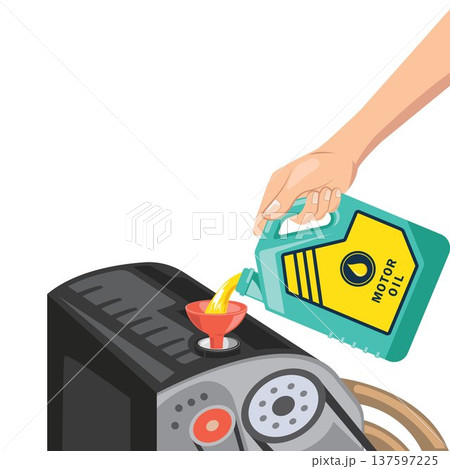 hand filling engine oil vector illustration element. 137597225