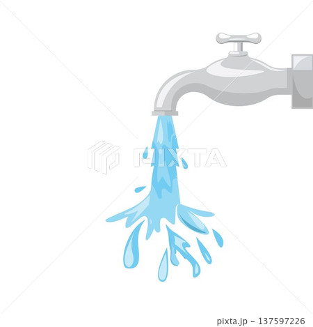 water flows from the tap vector illustration element  concept 137597226
