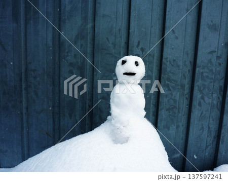 雪だるま、かわいい、寒い、ゆきだるま、自然、スノーマン、白、コピースペース、可愛い 137597241
