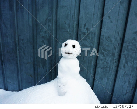 雪だるま、かわいい、寒い、ゆきだるま、自然、スノーマン、白、コピースペース、可愛い 137597327