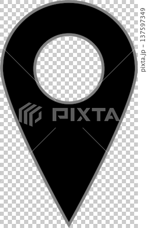 シンプルなマーカー｜居場所・地図[黒/フチあり] 137597349