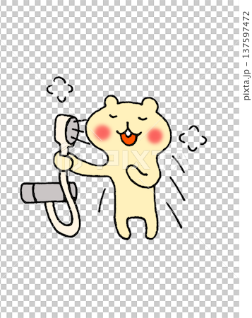 Illustration of cute animal characters taking a shower 137597472