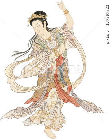 優雅に舞う伝統衣装の女性 東洋の美 137597522