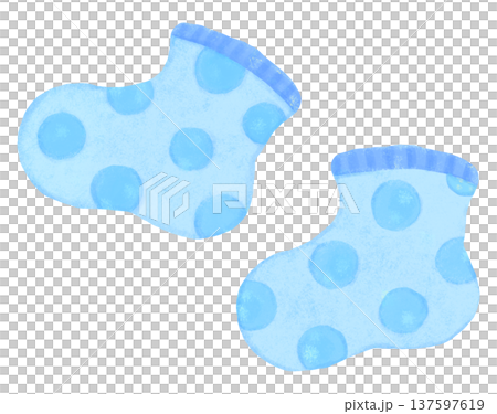 ドット柄の子供用靴下のイラスト 137597619